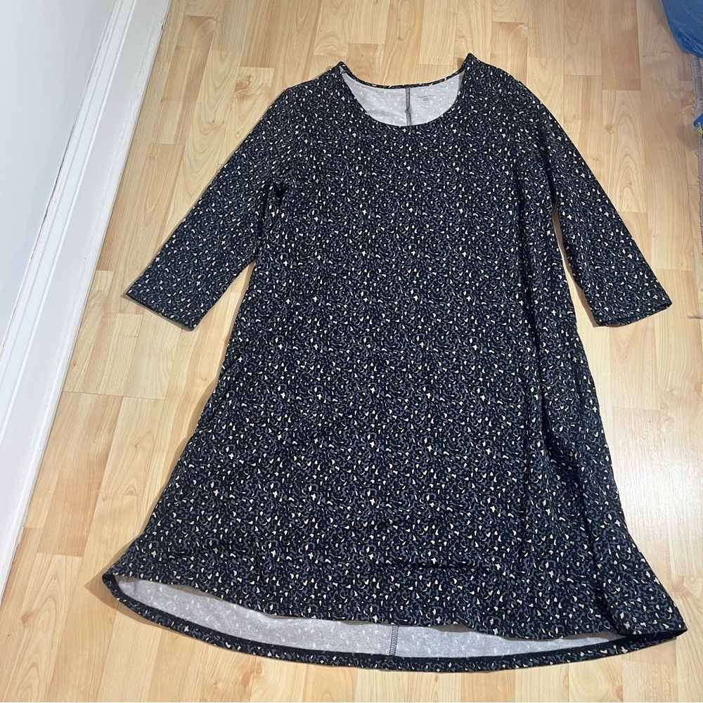 Garnet Hill Womens seamed animal printe knit Trapeze dress size large